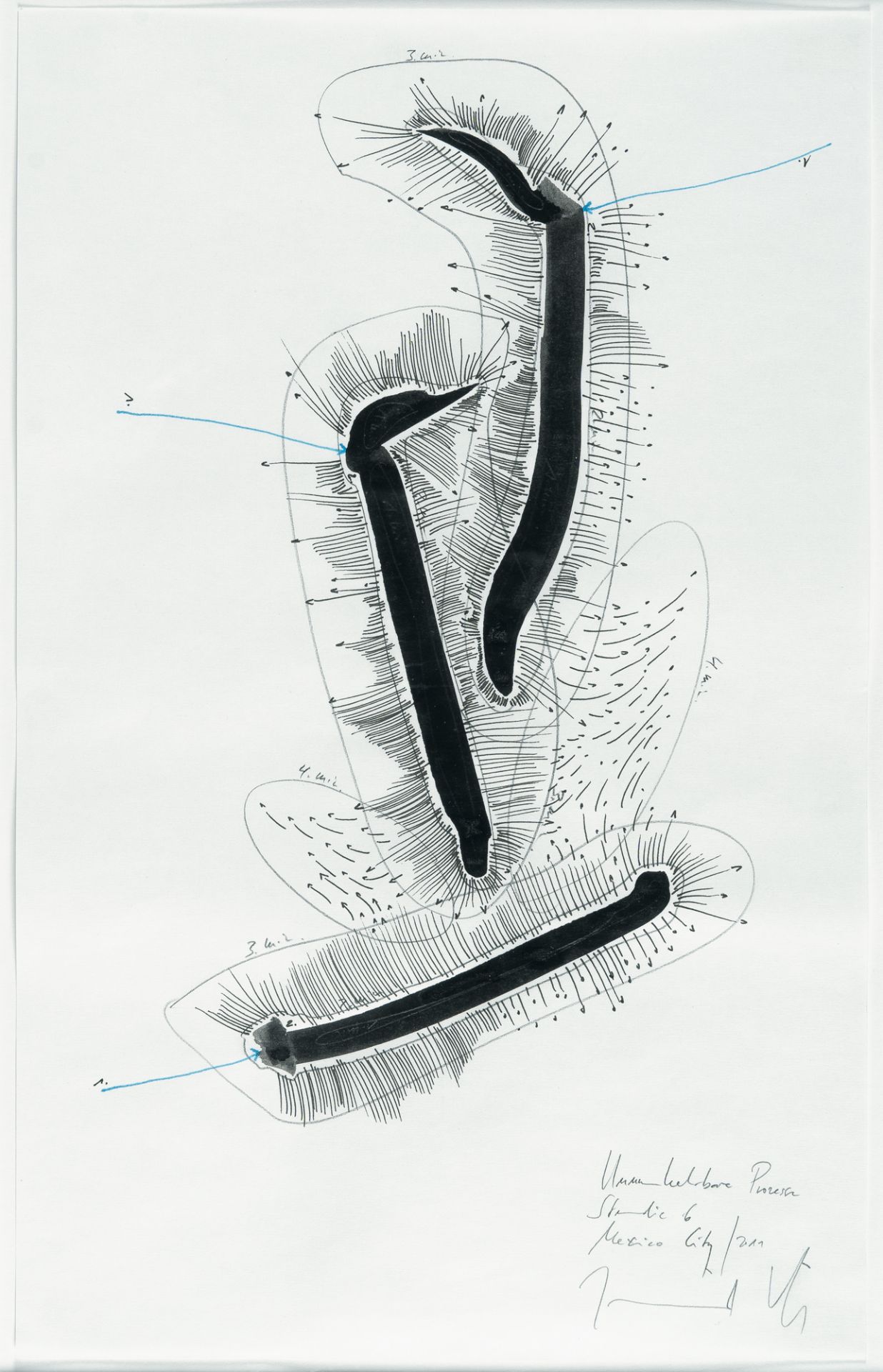 Jorinde Voigt (1977 Frankfurt/Main) – Unumkehrbare Prozesse Studie 1-7.Ink and pencil on thin - Image 4 of 11