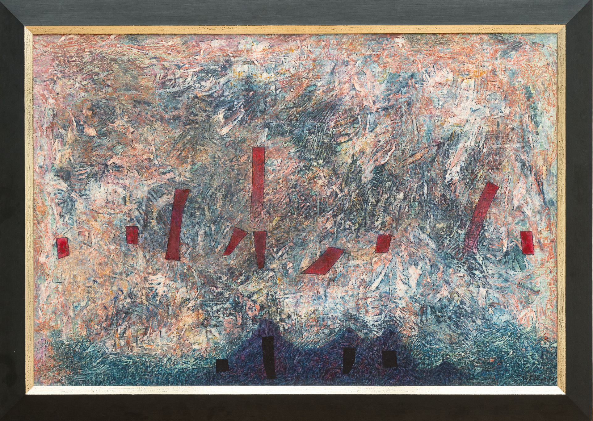 Heinz Trökes (1913 Hamborn - Berlin 1997) – Himalaya.Oil on canvas, on fibreboard. (19)58. C. 98 x - Image 4 of 6