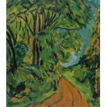 Erich Heckel (1883 Döbeln/Sachsen - Radolfzell 1970) – Waldweg (Forest path).Oil on canvas, with