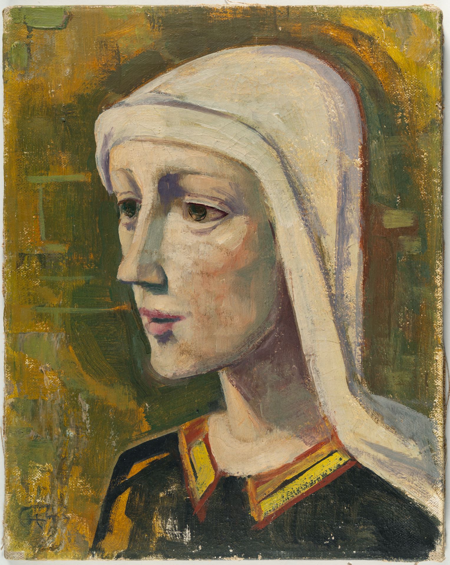 Karl Hofer (1878 Karlsruhe - Berlin 1955) – Junge Frau mit Kopftuch - Bild 2 aus 5