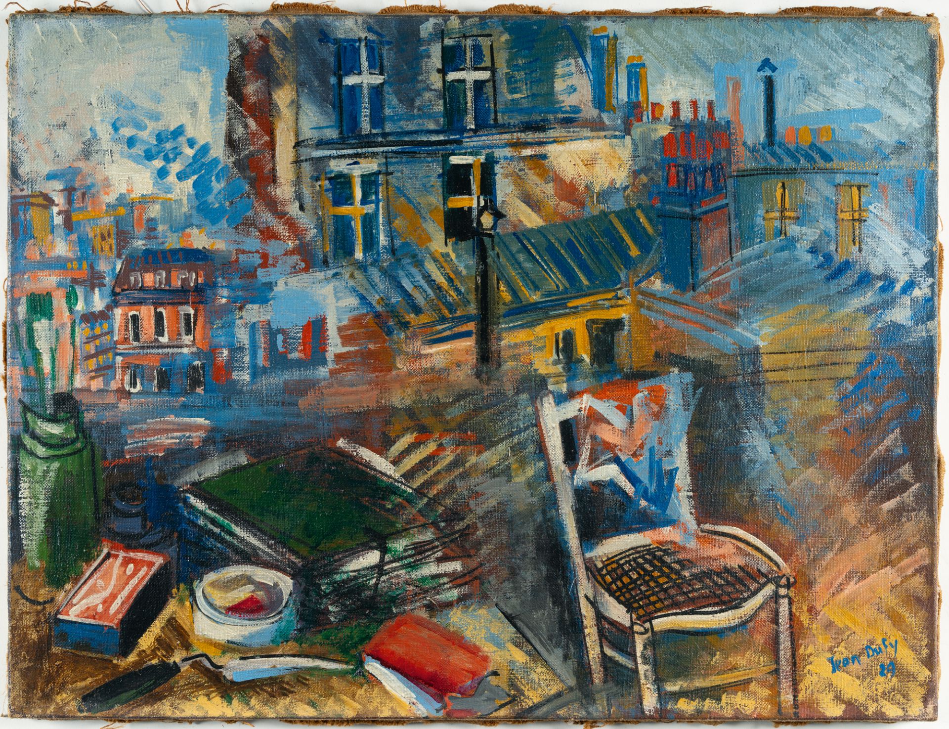 Jean Dufy (1888 Le Havre - 1964 Boussay) – Montmartre, vue depuis l'atelier de Jean Dufy.Oil on - Image 2 of 4