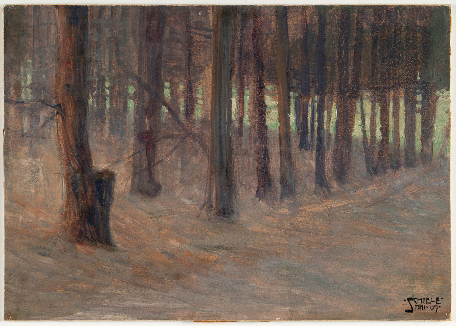 Egon Schiele (1890 Tulln/Donau - Wien 1918) – Wald mit besonnter Lichtung dahinter - Bild 2 aus 6