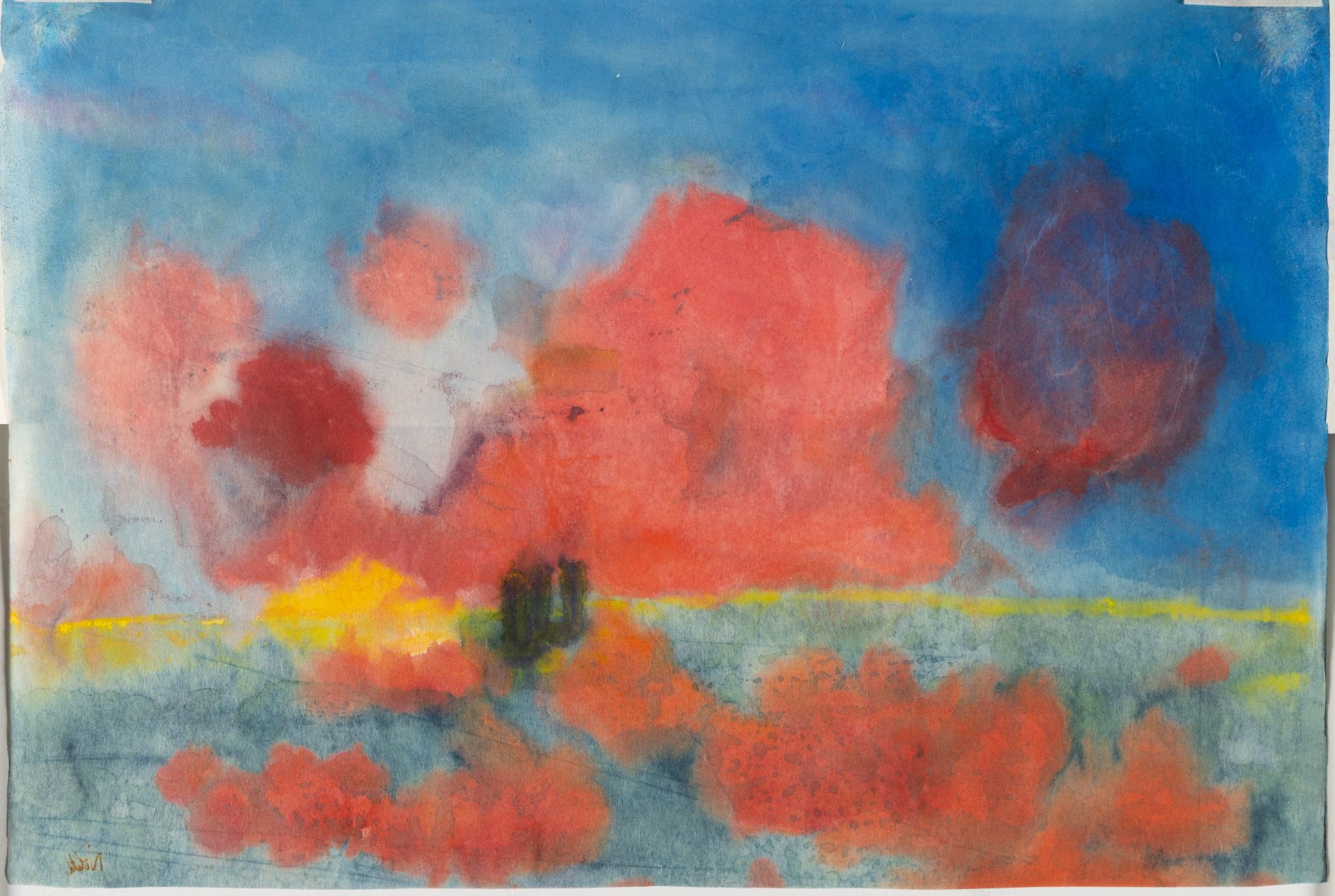 Emil Nolde (1867 Nolde - Seebüll 1956) – Meer mit roten Wolken und dunklen Seglern - Bild 3 aus 4