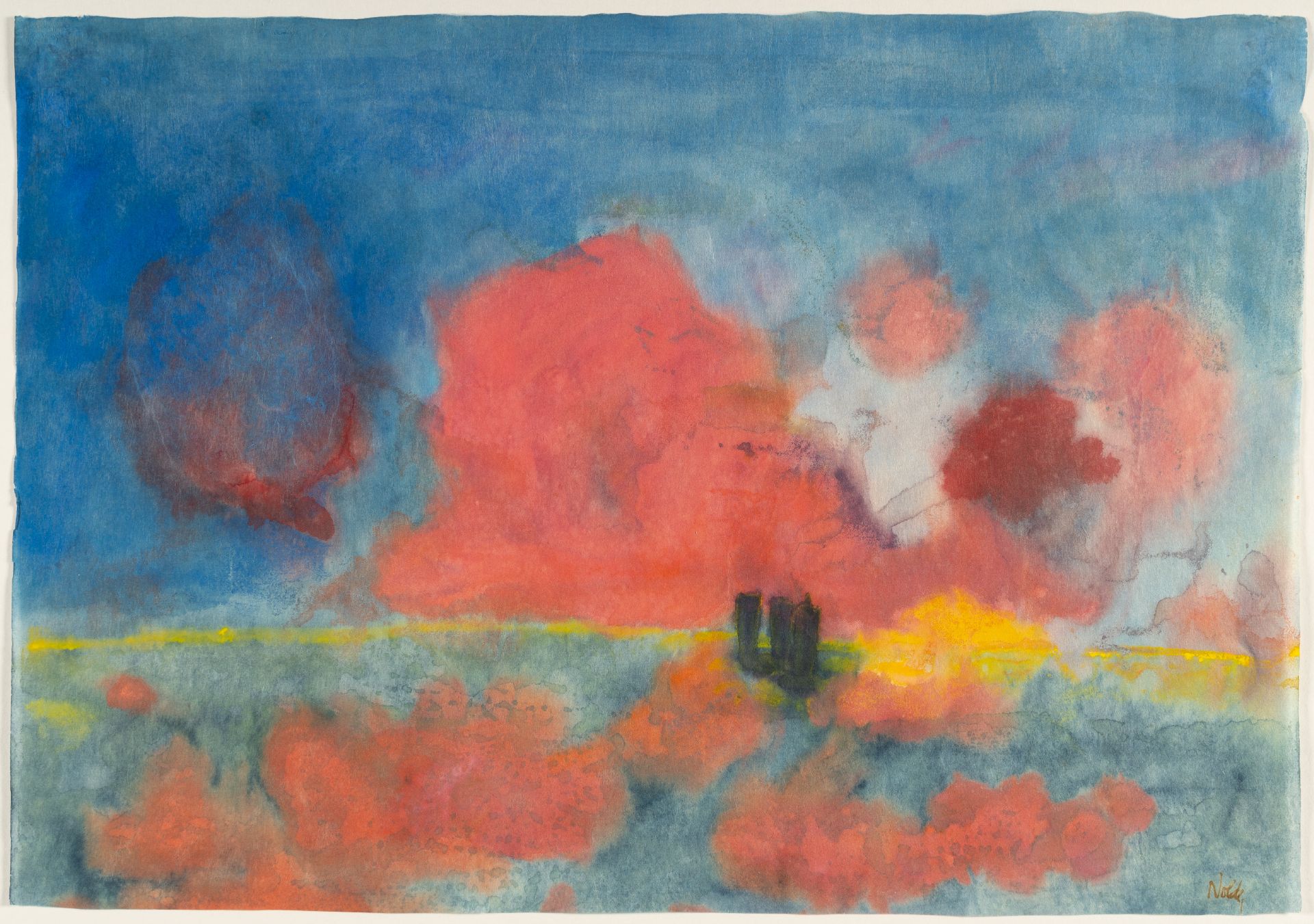 Emil Nolde (1867 Nolde - Seebüll 1956) – Meer mit roten Wolken und dunklen Seglern - Bild 2 aus 4