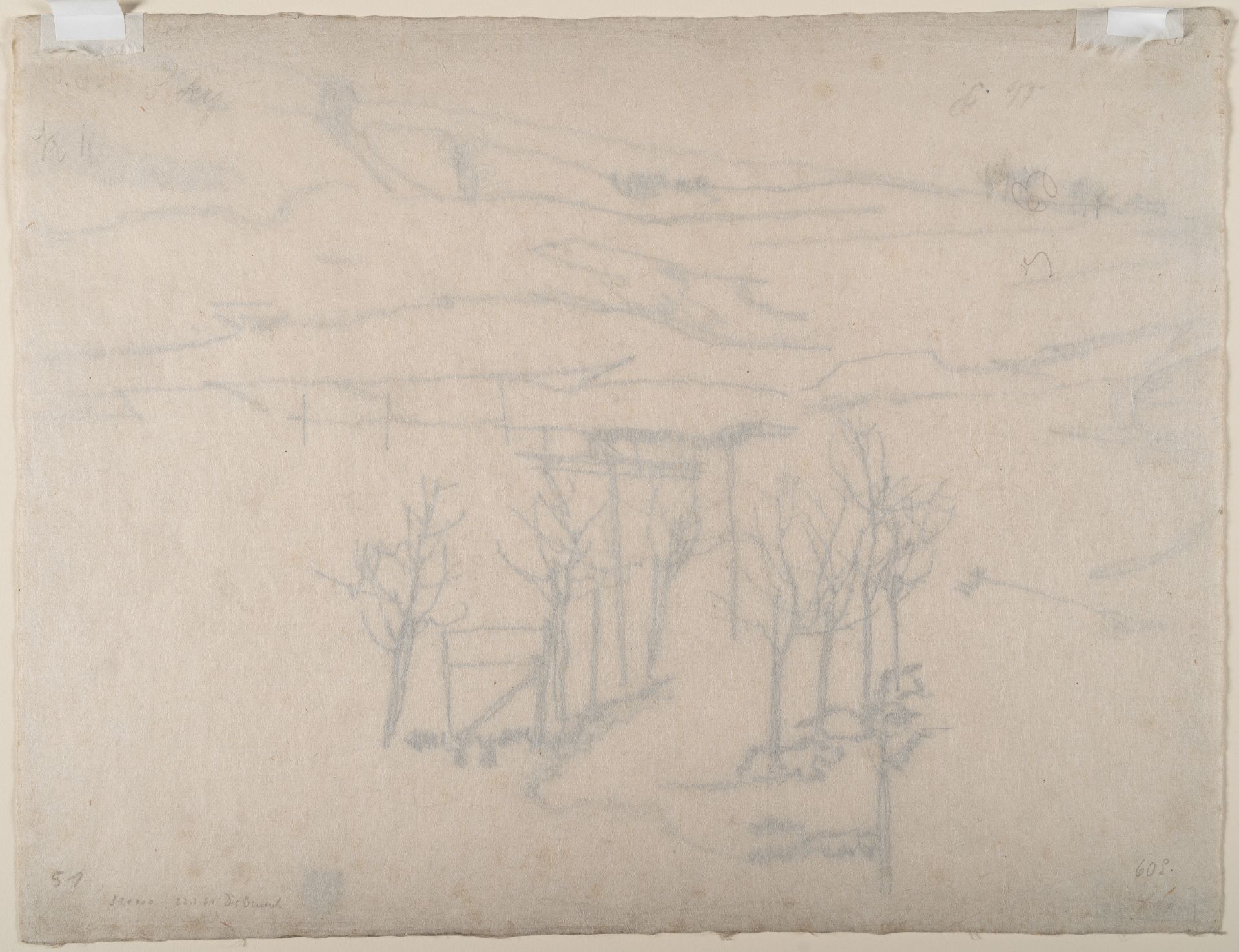 Egon Schiele (1890 Tulln/Donau - Wien 1918) – Landscape.Pencil on fine Japan laid paper. 1915. C. 34 - Image 3 of 3