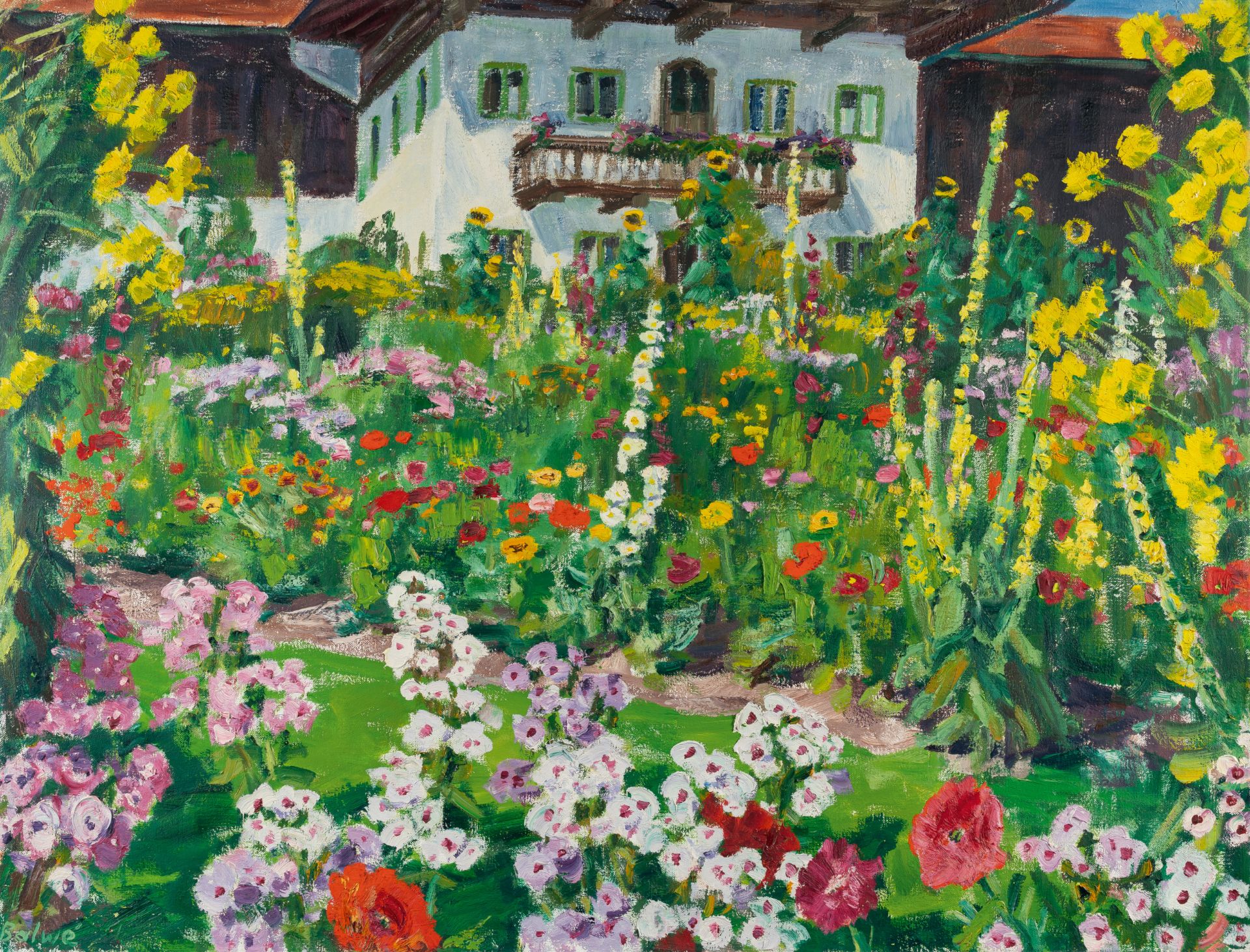 Arnold Balwé (1898 Dresden - Feldwies am Chiemsee 1983) – „Ländlicher Garten (mit Bauernhaus)“