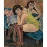 Georg Tappert (1880 - Berlin - 1957) – Zwei Mädchen auf blauem Sofa