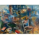 Jean Dufy (1888 Le Havre - 1964 Boussay) – Montmartre, vue depuis l'atelier de Jean Dufy.Oil on