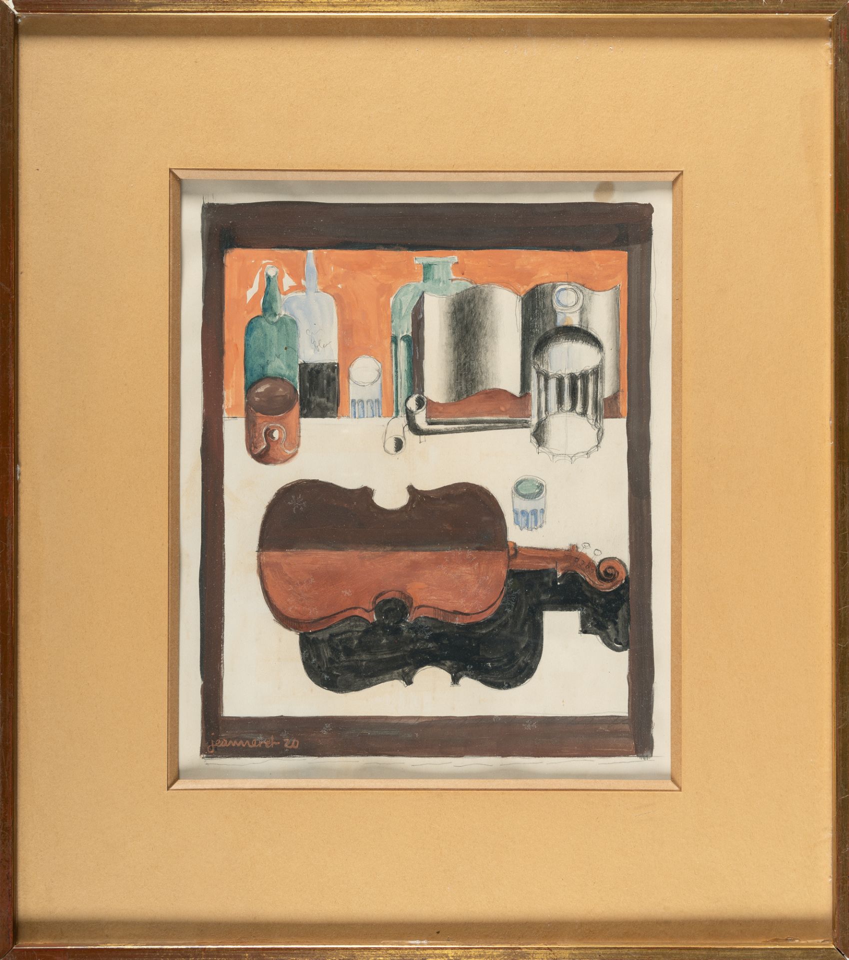 Le Corbusier (1887 La Chaux-de-Fonds - Roquebrune 1965) – Nature morte au violon rouge.Gouache and - Image 4 of 4