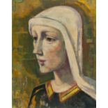 Karl Hofer (1878 Karlsruhe - Berlin 1955) – Young woman with headscarf.Oil on canvas. (1943). C.