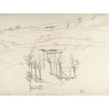 Egon Schiele (1890 Tulln/Donau - Wien 1918) – Landscape.Pencil on fine Japan laid paper. 1915. C. 34