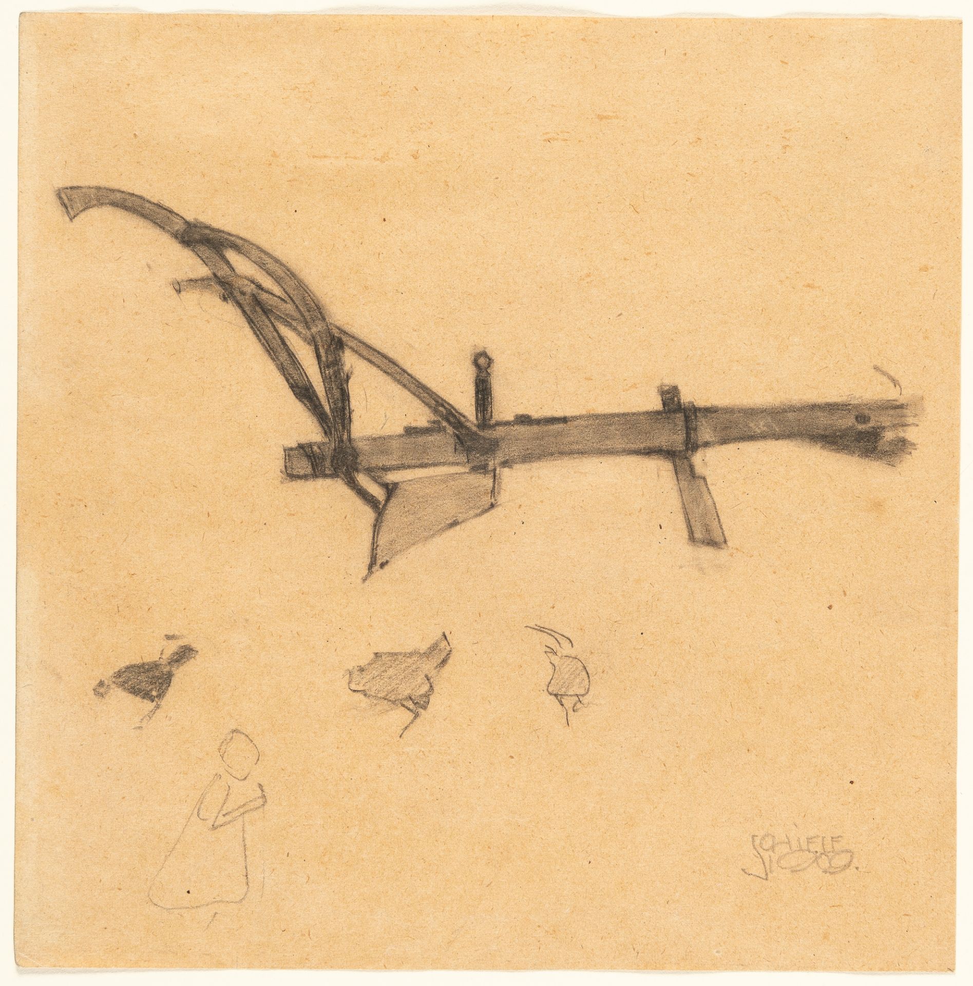 Egon Schiele (1890 Tulln/Donau - Wien 1918) – Ein Pflug - Bild 2 aus 3