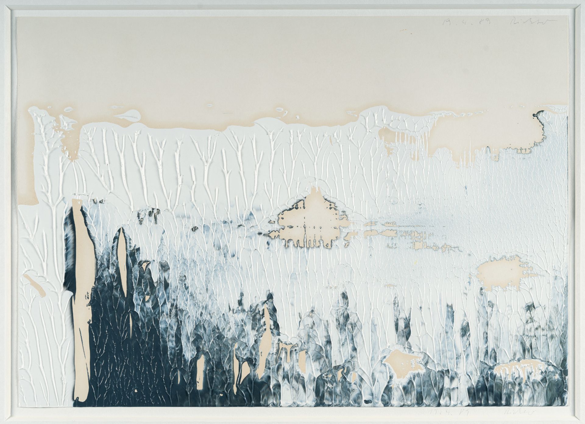 Gerhard Richter (1932 Dresden) – Untitled.Oil on cardboard, mounted on backing cardboard. (19)89. C. - Image 2 of 5