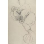 Gustav Klimt (1862 Baumgarten bei Wien - Wien 1918) – Child lying at the breast.Black chalk on