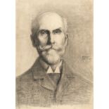 Egon Schiele (1890 Tulln/Donau - Wien 1918) – Portrait of a bearded man.Charcoal on cream wove
