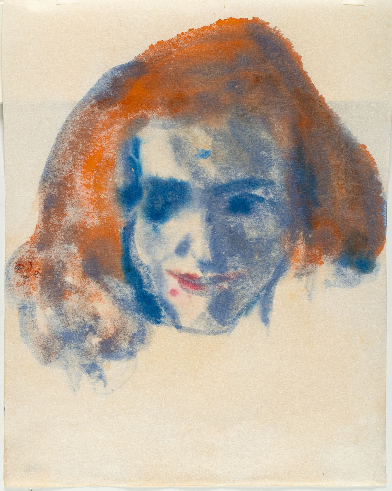 Emil Nolde (1867 Nolde - Seebüll 1956) – Redhead (Stephanie Wiesand).Watercolour on Japon. (1947). - Image 3 of 4
