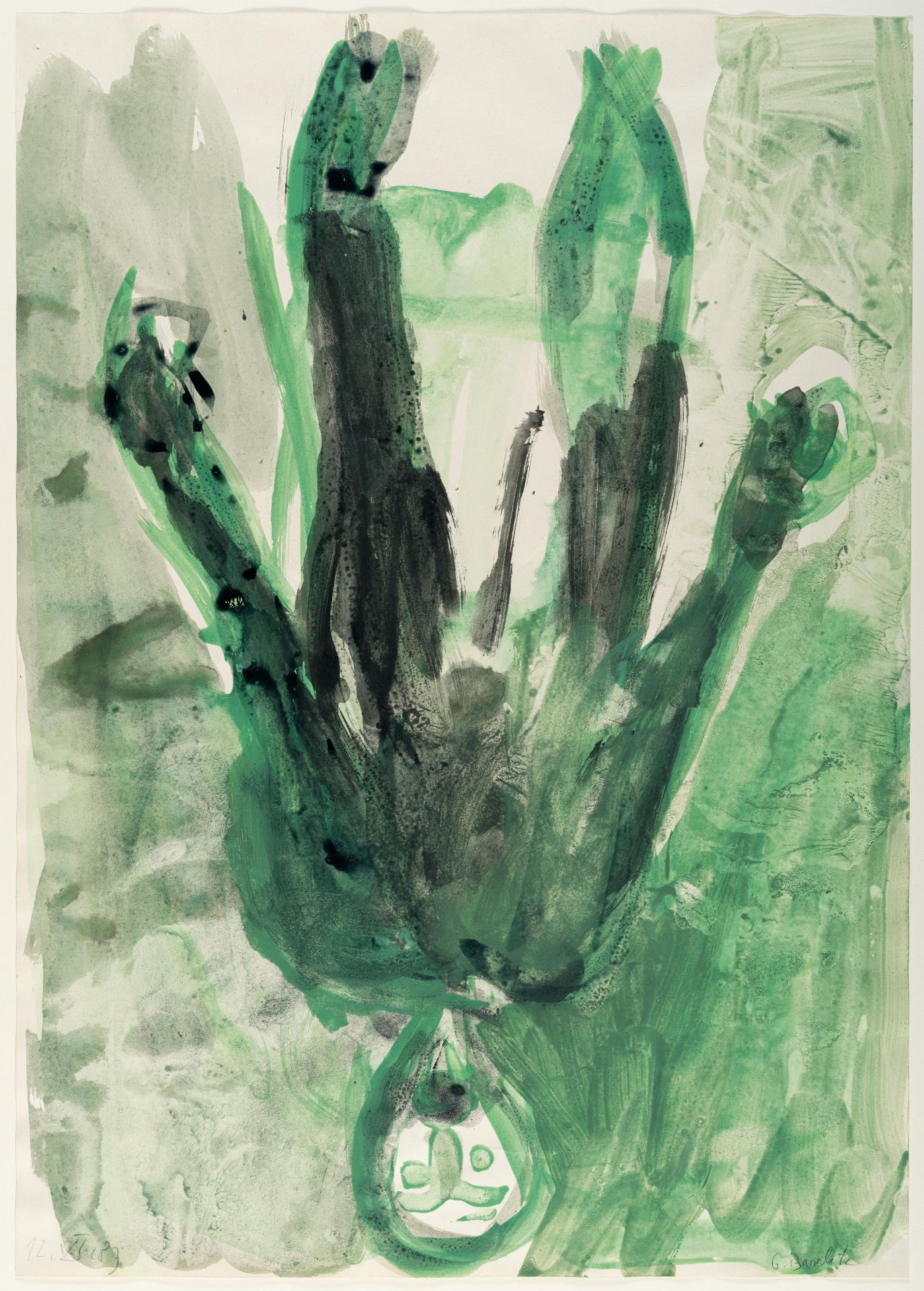 Georg Baselitz (1938 Deutschbaselitz/Sachsen) – Untitled.Gouache on paper. (19)83. C. 61 x 43 cm. - Image 2 of 3