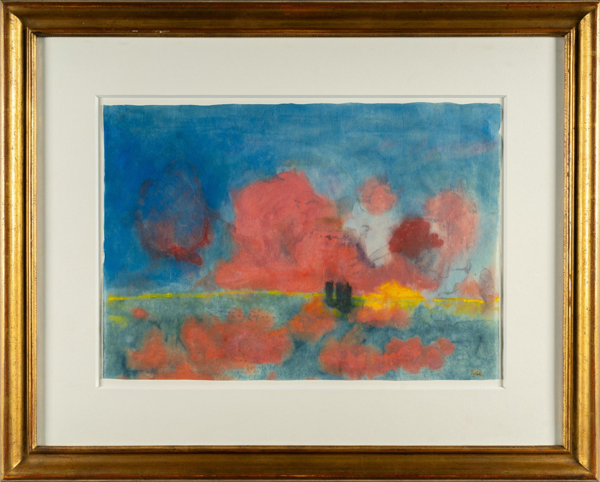 Emil Nolde (1867 Nolde - Seebüll 1956) – Meer mit roten Wolken und dunklen Seglern - Bild 4 aus 4