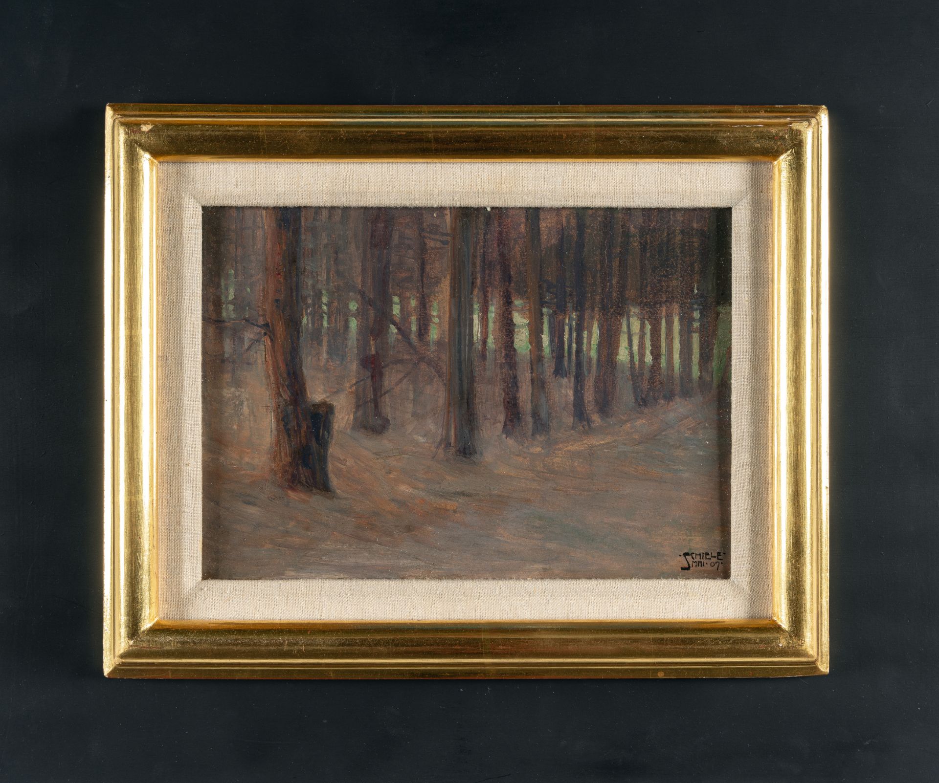 Egon Schiele (1890 Tulln/Donau - Wien 1918) – Wald mit besonnter Lichtung dahinter - Bild 4 aus 6