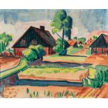 Hermann Max Pechstein (1881 Zwickau - Berlin 1955) – Landschaft mit Häusern und Gärten