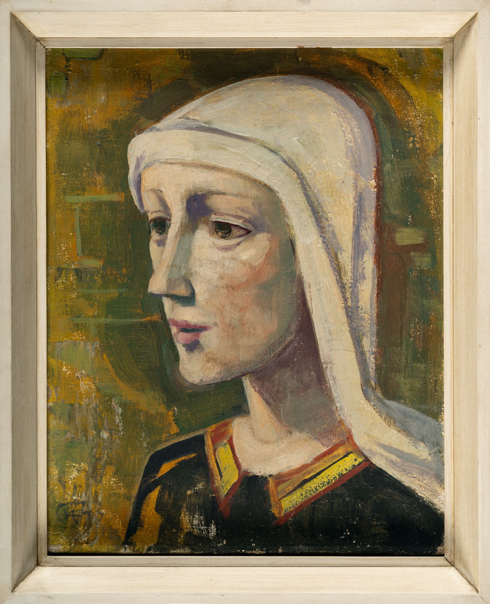 Karl Hofer (1878 Karlsruhe - Berlin 1955) – Junge Frau mit Kopftuch - Bild 4 aus 5