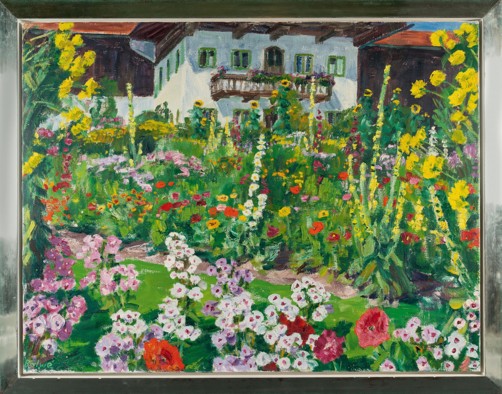 Arnold Balwé (1898 Dresden - Feldwies am Chiemsee 1983) – „Ländlicher Garten (mit Bauernhaus)“ - - Image 4 of 5