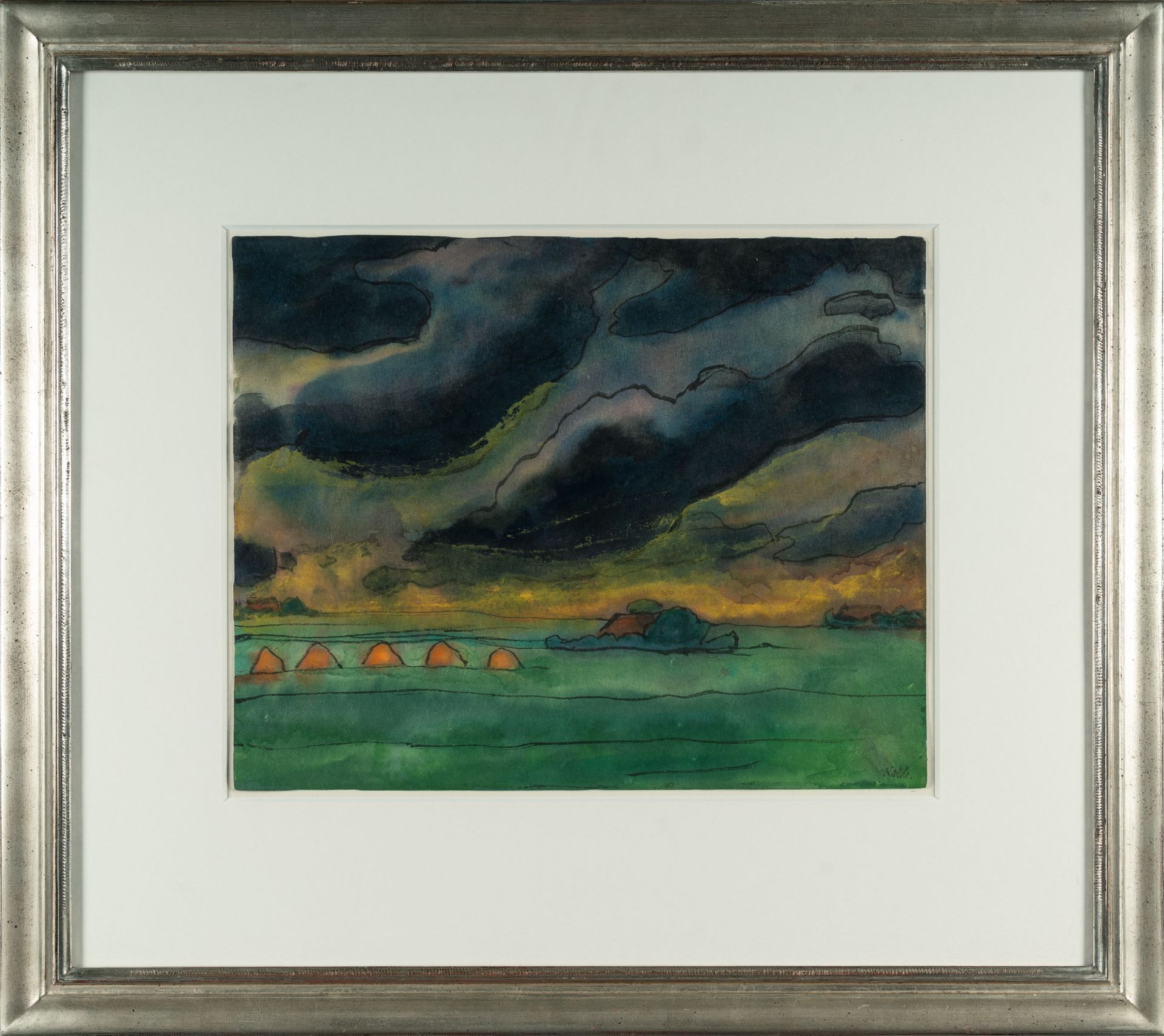 Emil Nolde (1867 Nolde - Seebüll 1956) – Marshland.Watercolour and pen and ink on Japon. (1949). - Image 4 of 5