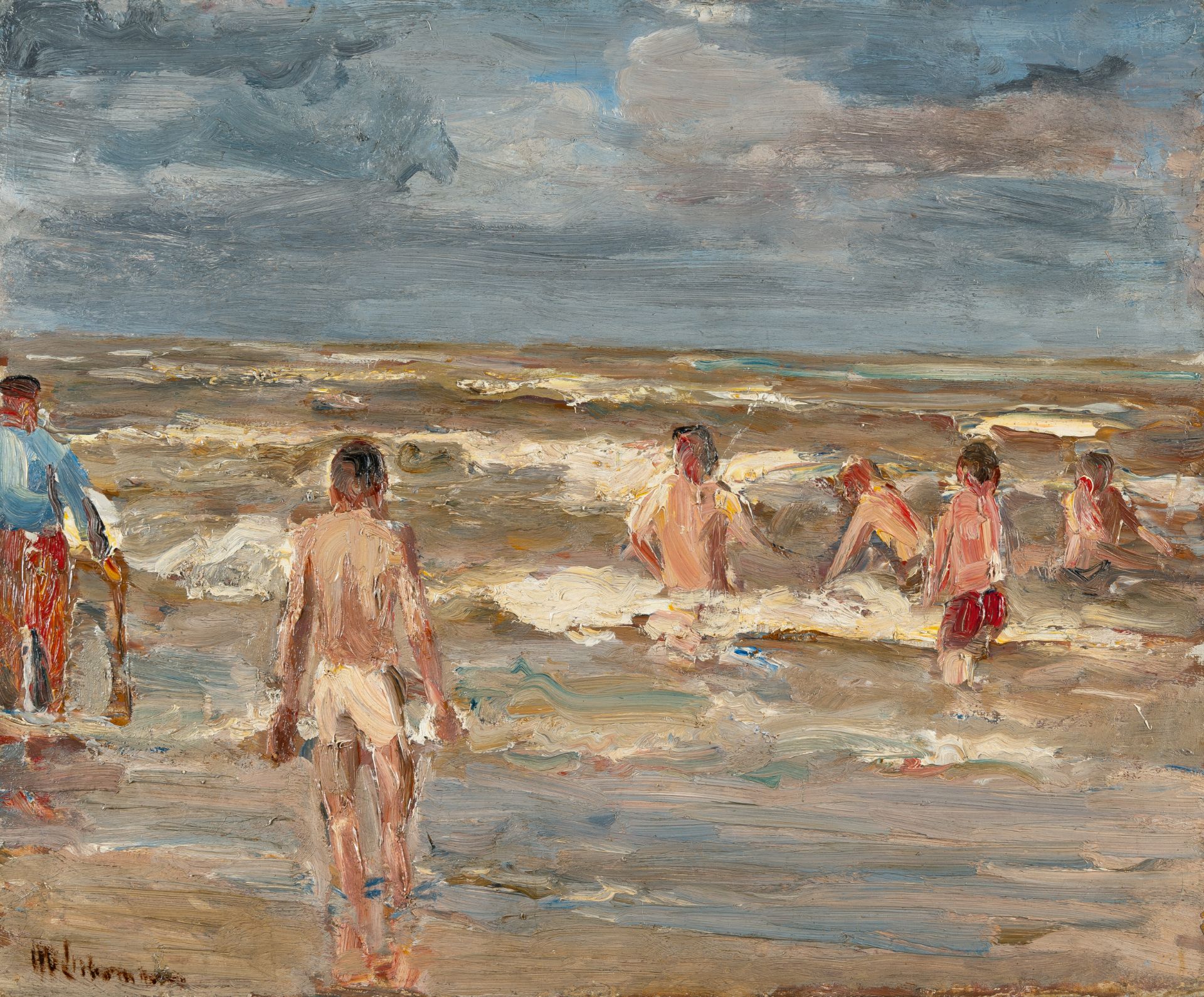 Max Liebermann (1847 - Berlin - 1935) – Badende Knaben (Kinder an der holländischen Küste)