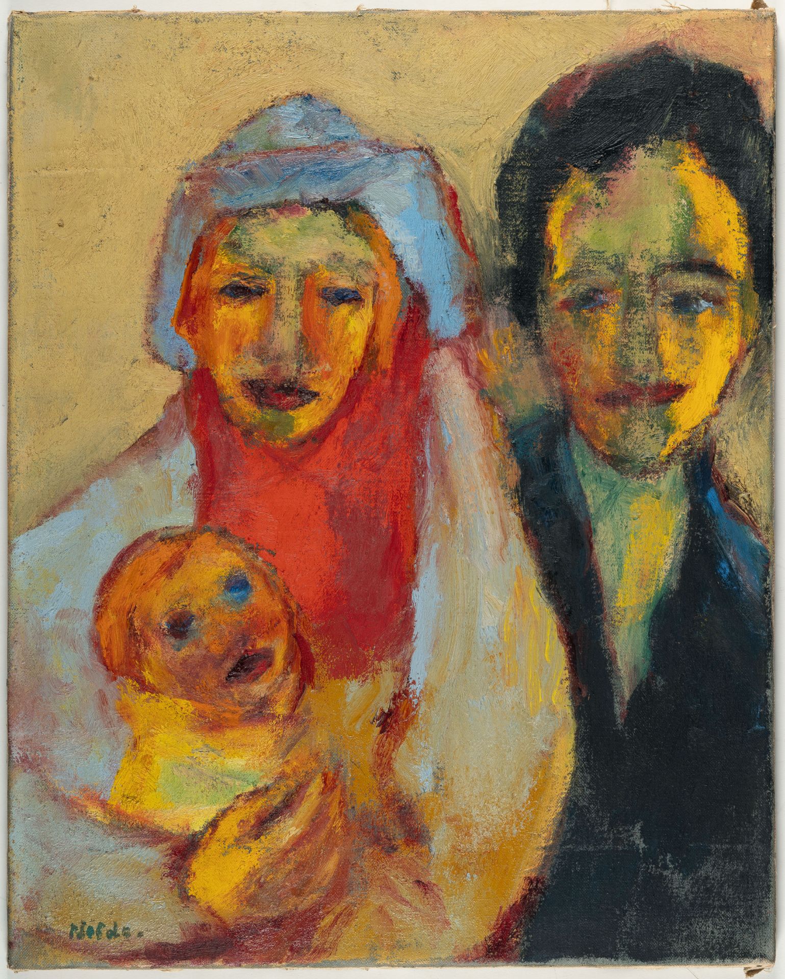 Emil Nolde (1867 Nolde - Seebüll 1956) – „Junge Familie“ (Young family).Oil on canvas. (1949). C. 70 - Image 2 of 6