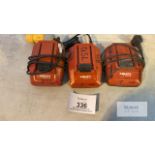 2: Hilti C4/36-90 Battery Chargers, Serial No.831310628 & Serial No.N/A & 1: Hilti C4/36-90 110 Volt