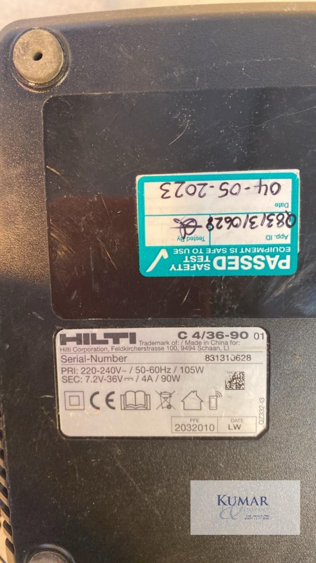 2: Hilti C4/36-90 Battery Chargers, Serial No.831310628 & Serial No.N/A & 1: Hilti C4/36-90 110 Volt - Image 5 of 8