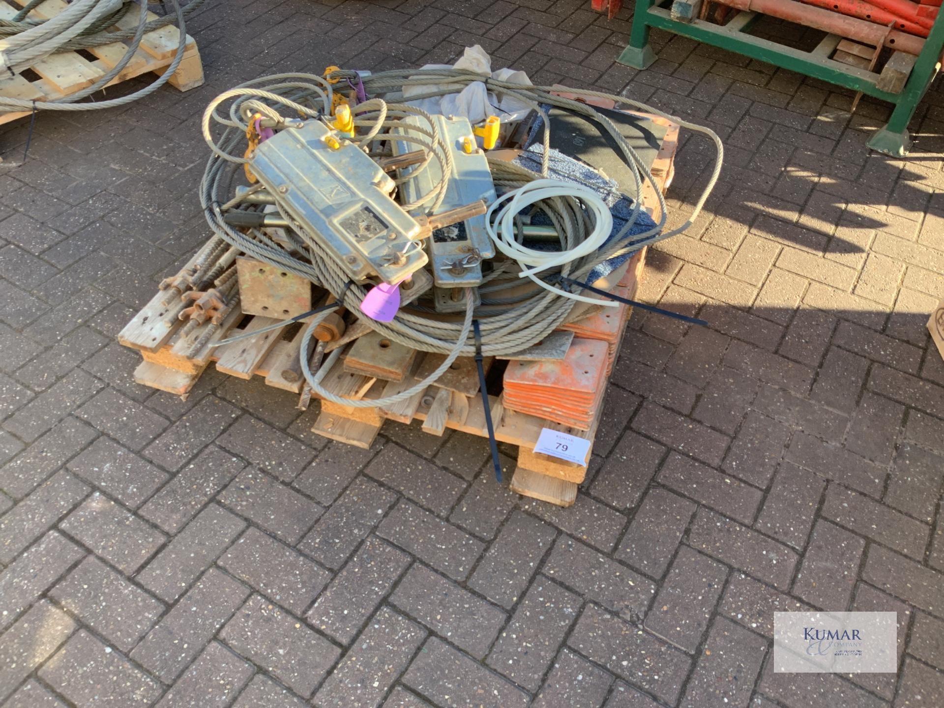 Pallet containing quantity of braided wire cable and pulleys - Image 2 of 6