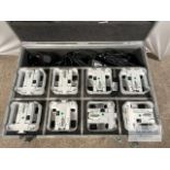 8x Chauvet Freedom PAR HEX4 Wireless Uplighter (White) in Flight Case With charging cables and