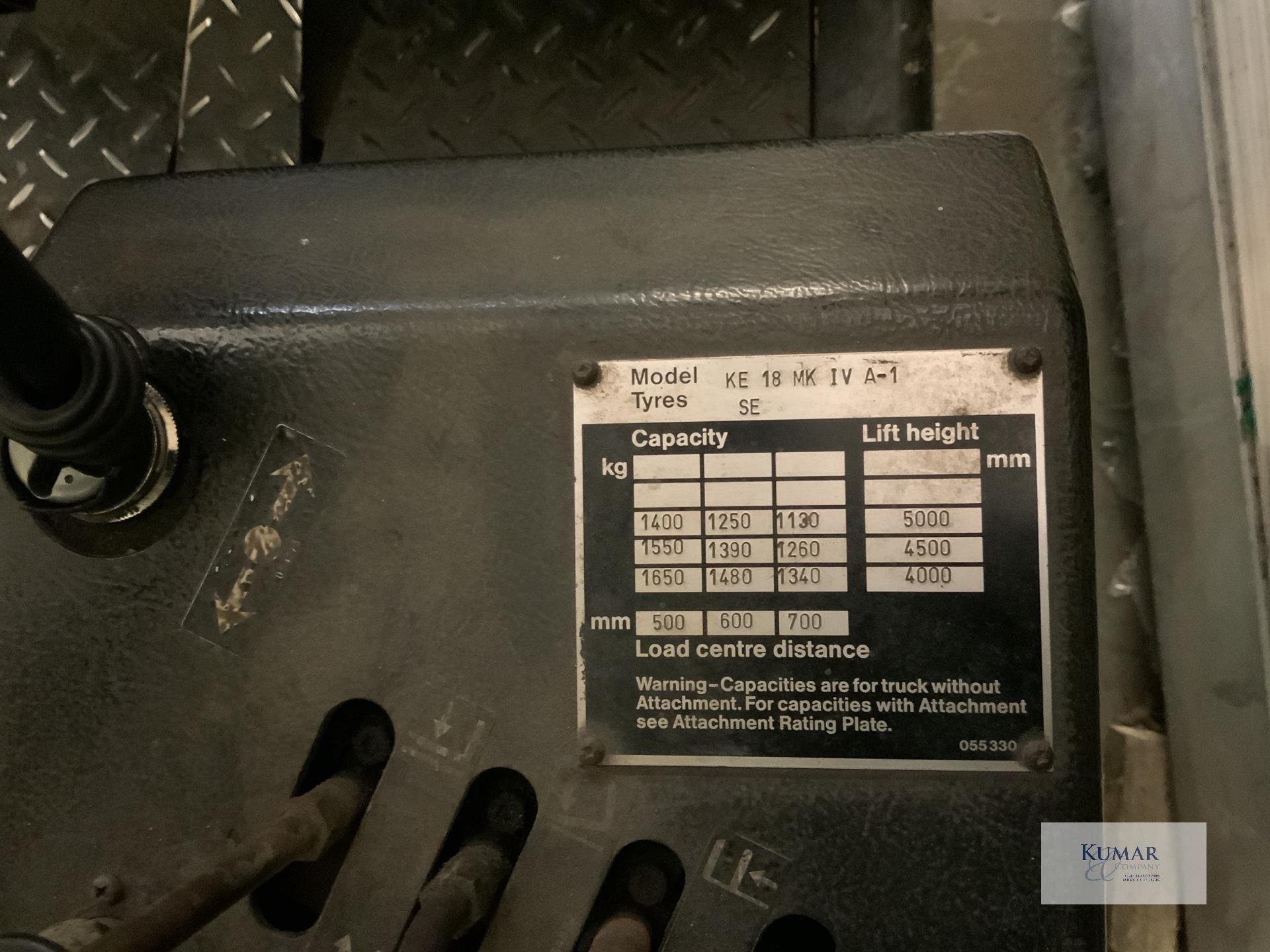 Boss Forklift Type KE-18-MK IV A-1. Serial No: 75481. (1989) - Please Note Truck cannot be collected - Image 5 of 12