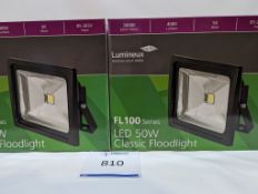 Pair of LED Flood Lights 50W IP65 3000K 400603BL