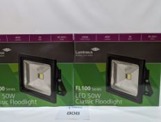 Pair of LED Flood Lights 50W IP65 3000K 400603BL