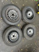 Set of 4 VW Transporter Steel Wheels & Part Worn Continental ContiVan Contact 200 205/65 R16C 107/05