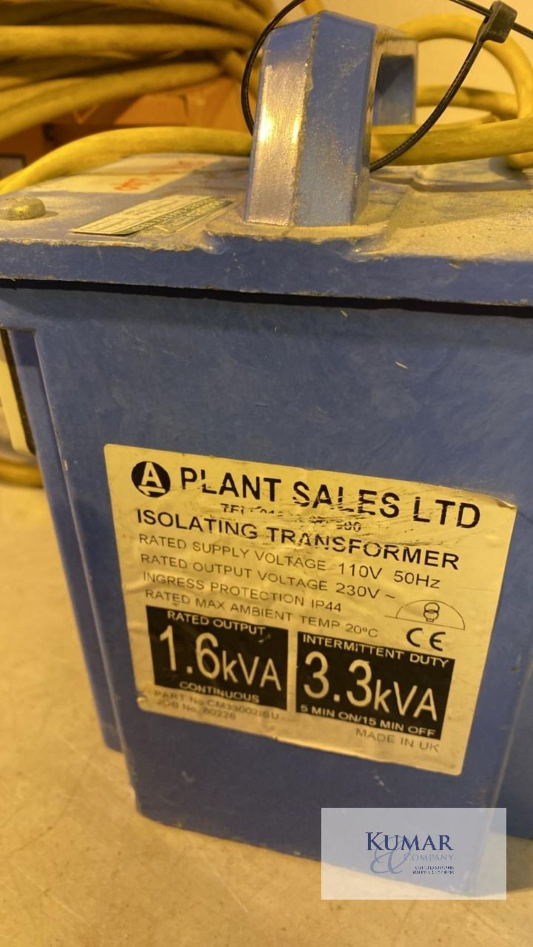 Plant Sales 110 Volt Site Transformer 1.6KVA Rated Output & Blakey 4 Four Distribution Cubicle - Image 6 of 7