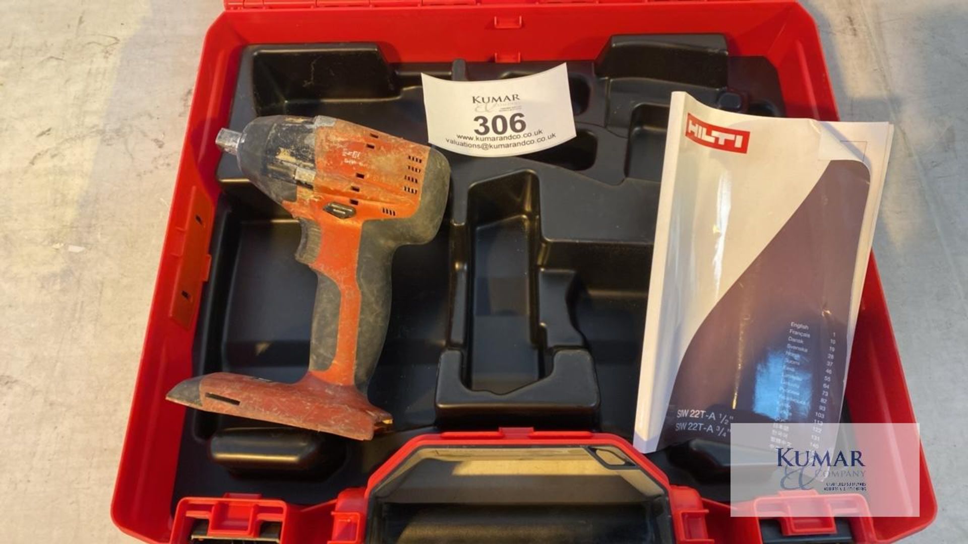 Hilti 1/2" Impact Gun (no battery) in Carry Case - Image 2 of 5