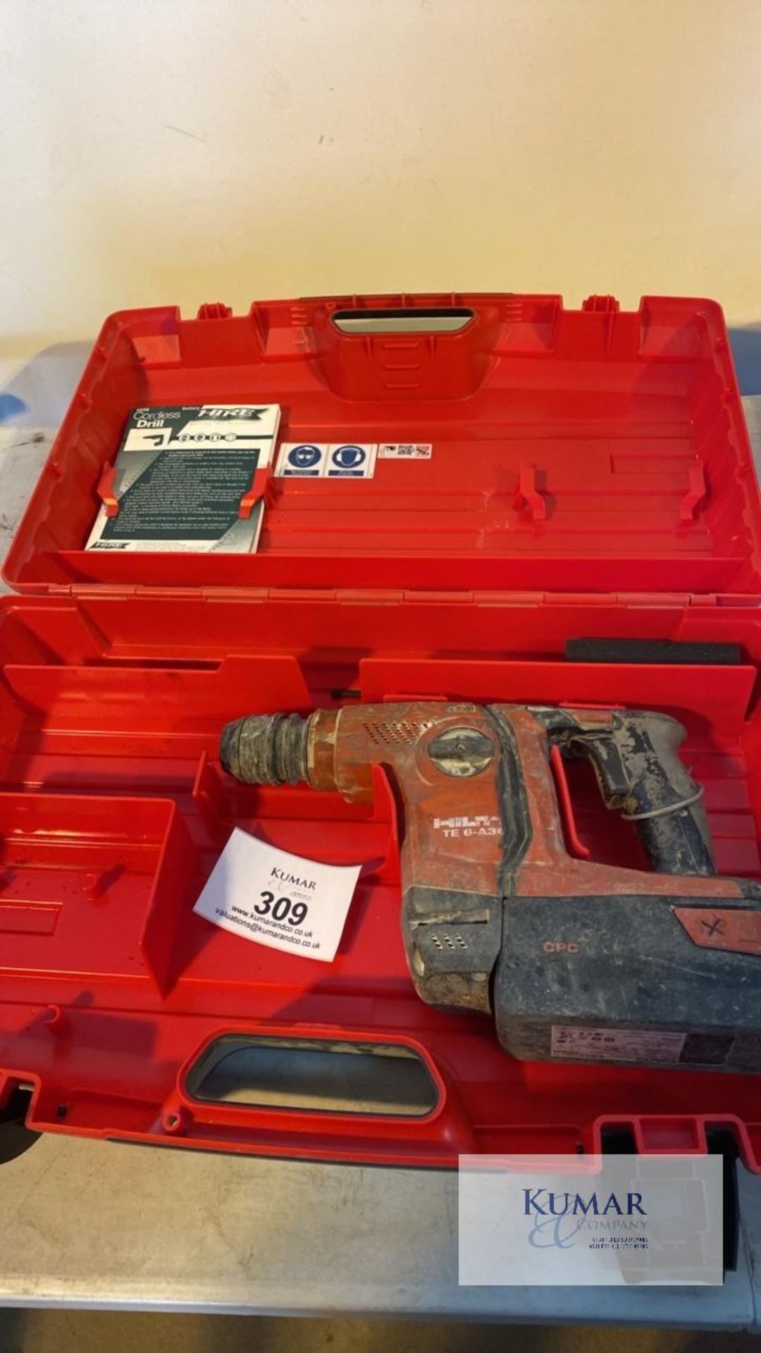 Hilti TE 6-A36 36V SDS Cordless Hammer Drill with Battery & Carry Case, Serial No. 908700333 ( - Image 4 of 4
