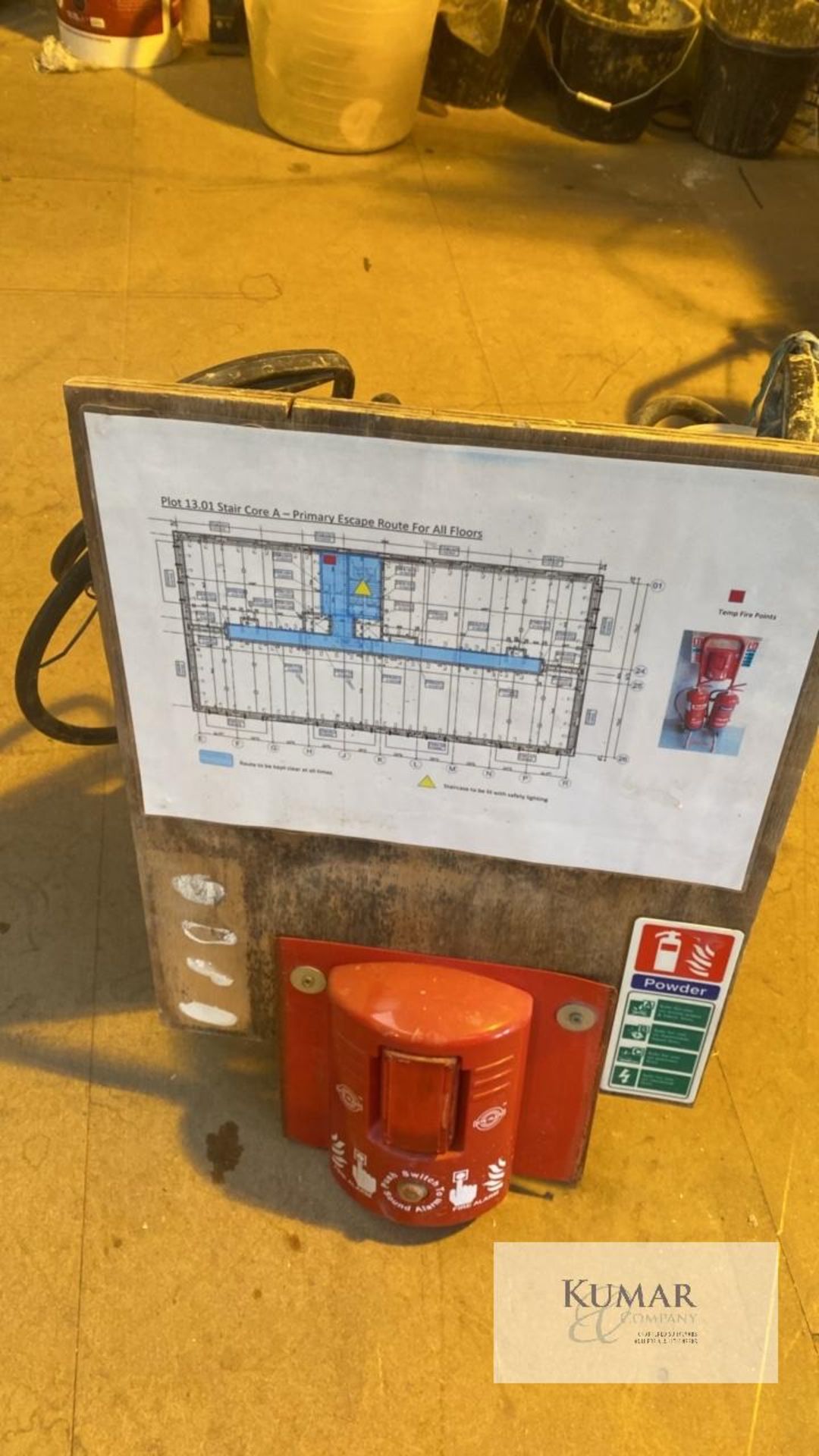 Assorted lot to include fire extinguisher trolley. Rake & portable water tanks - Image 3 of 6