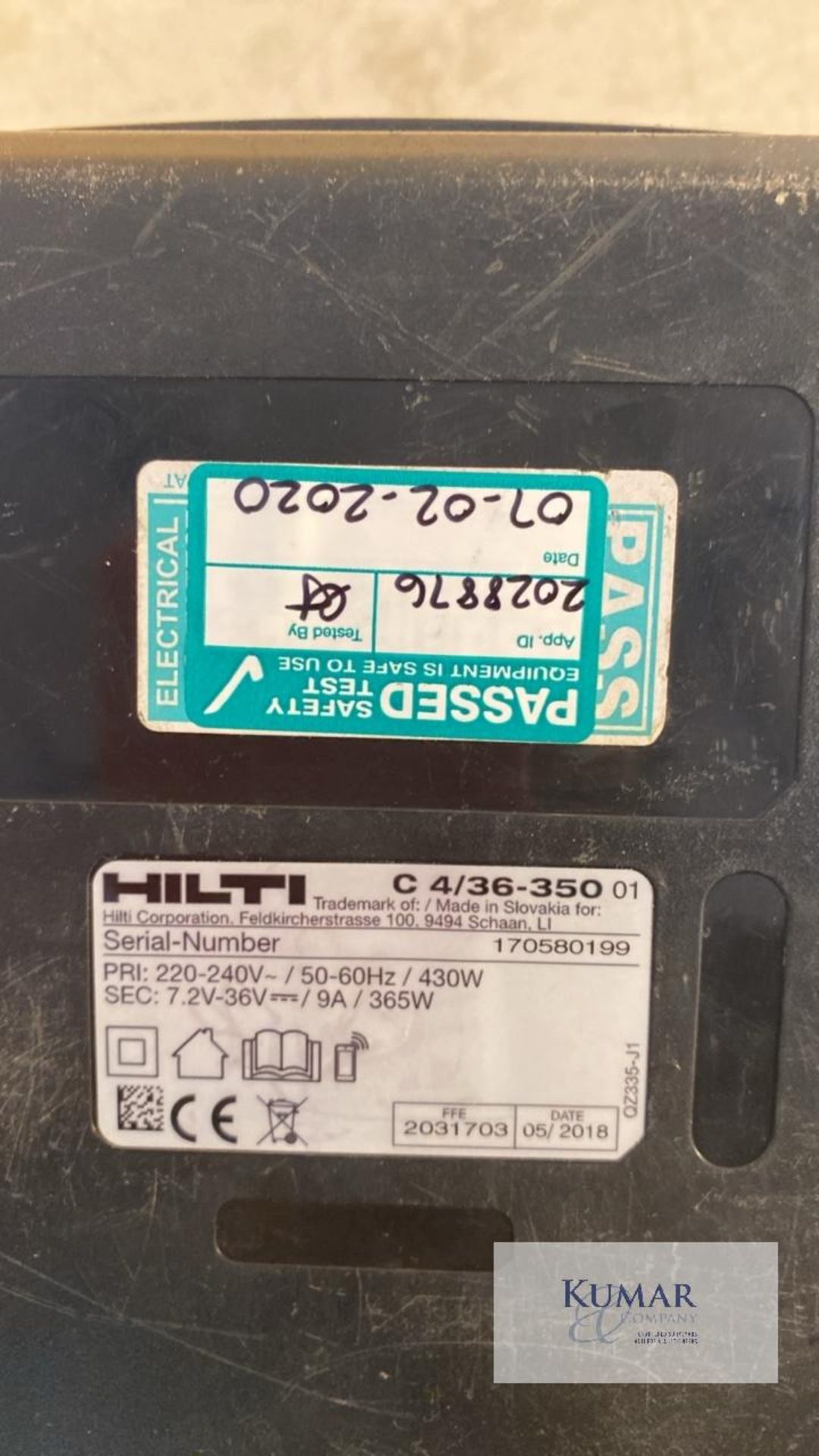 2: Hilti C4/36-350 Battery Chargers, Serial No. 170580199 (2018) & Serial No.050491146 (2019) - Image 3 of 5