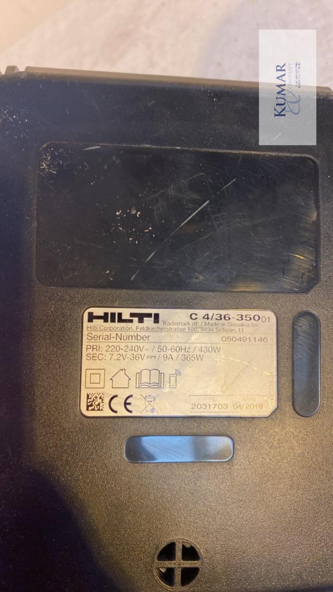 2: Hilti C4/36-350 Battery Chargers, Serial No. 170580199 (2018) & Serial No.050491146 (2019) - Image 4 of 5
