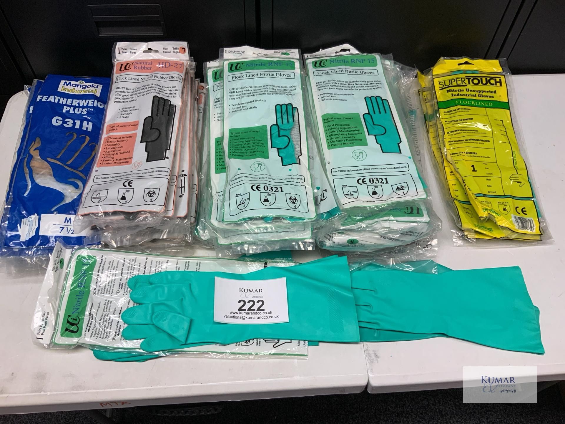 Quantity of Flocklined Rubber Gloves to include UCI Nitrile RNF 15, HD-27, Supertouch & Marigold. - Image 4 of 5