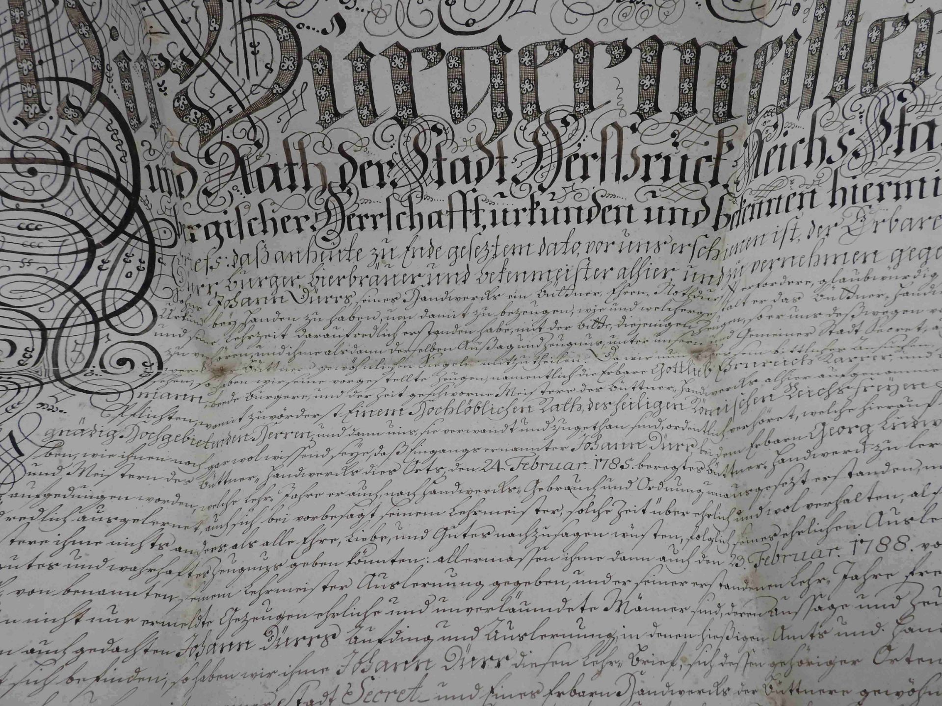 Lehrbrief aus dem Jahr 1788 für Johann Dürr - Image 6 of 14