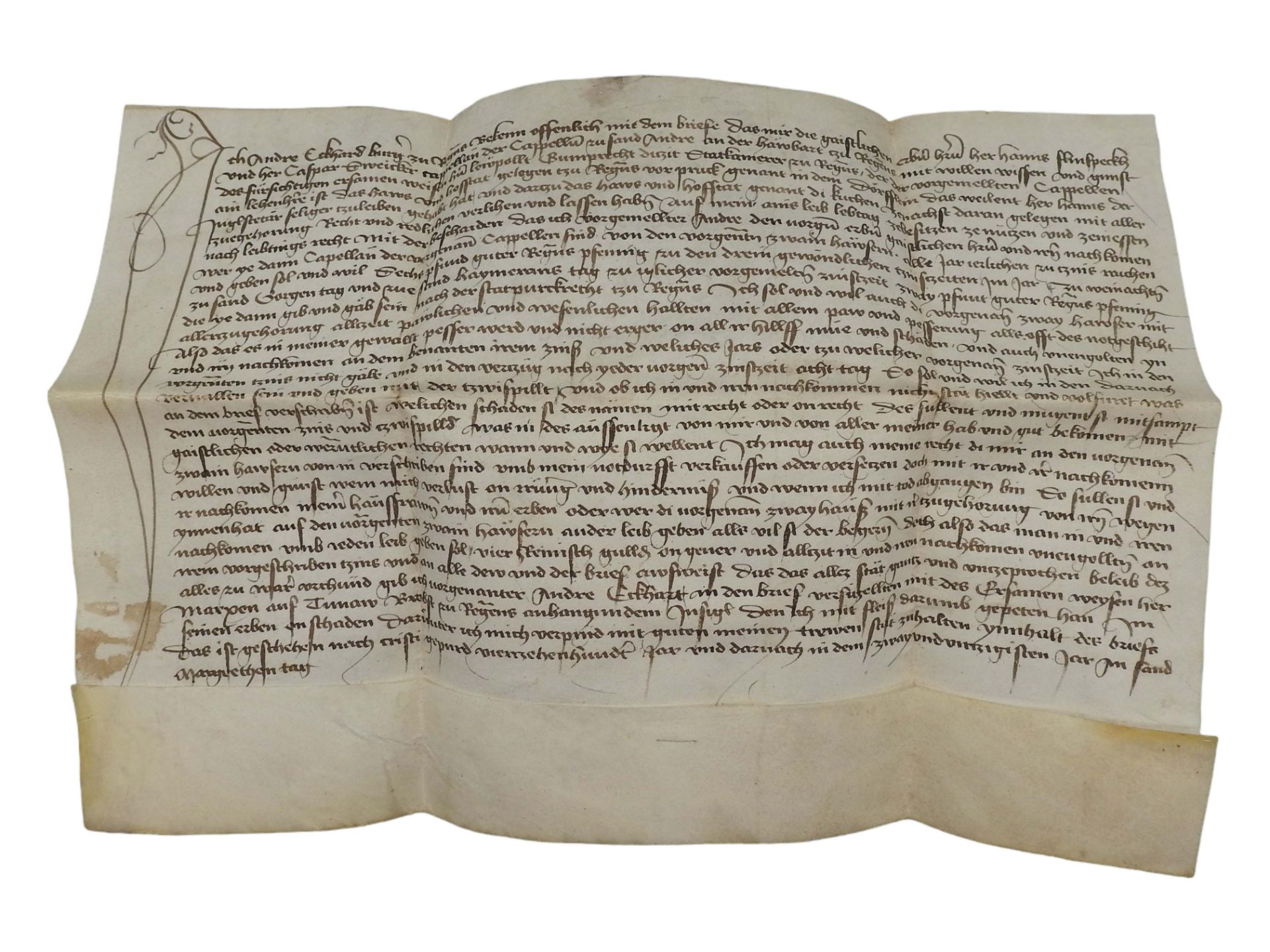 Zwei Urkunden aus dem Jahr 1442 zum Haus Heuport, Regensburg - Image 3 of 5