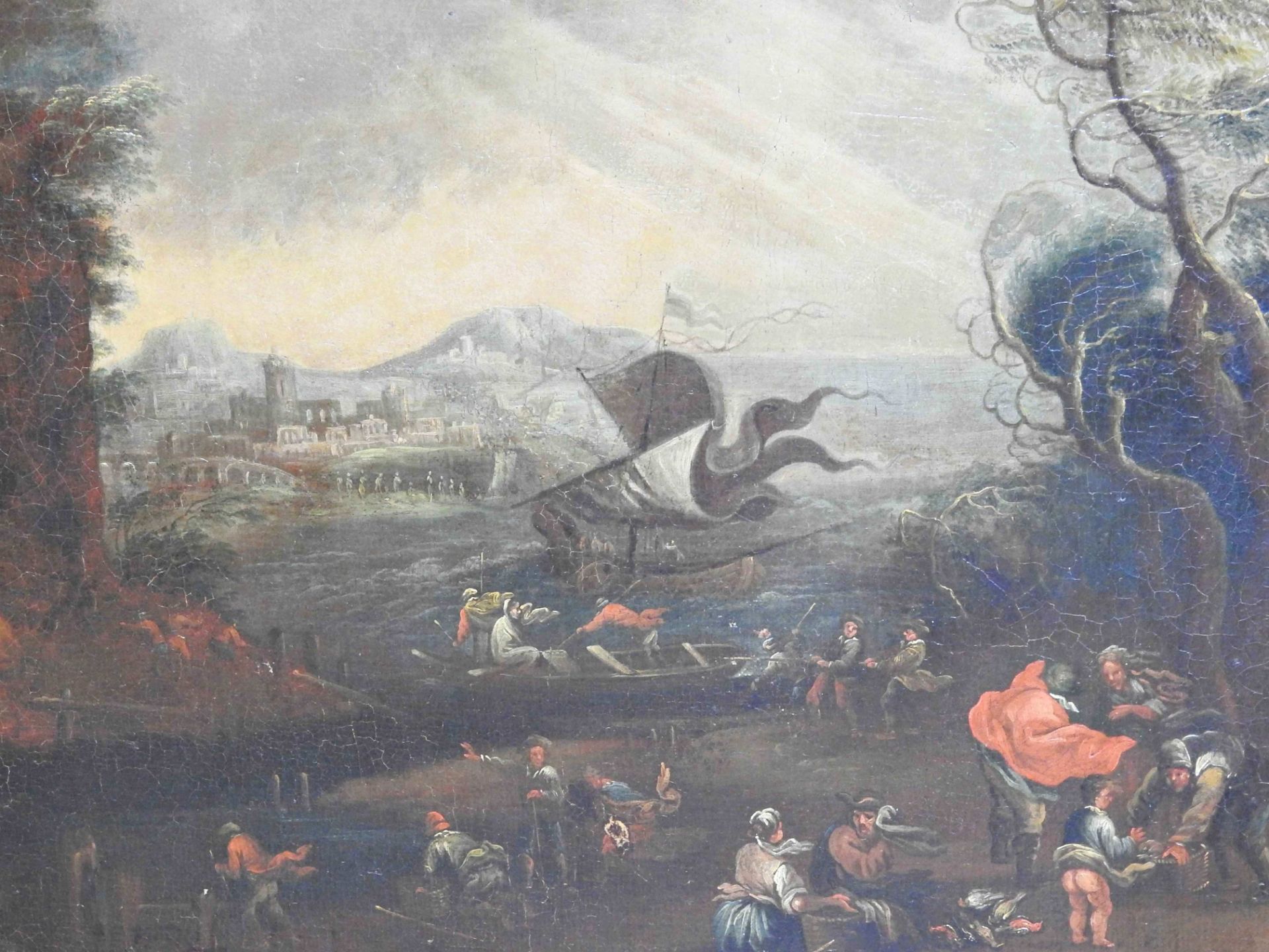 Anton Faistenberger zugeschr. (1663 Salzburg – 1708 Wien), Gegenstücke mit stürmischer Bucht und Waf - Bild 6 aus 32