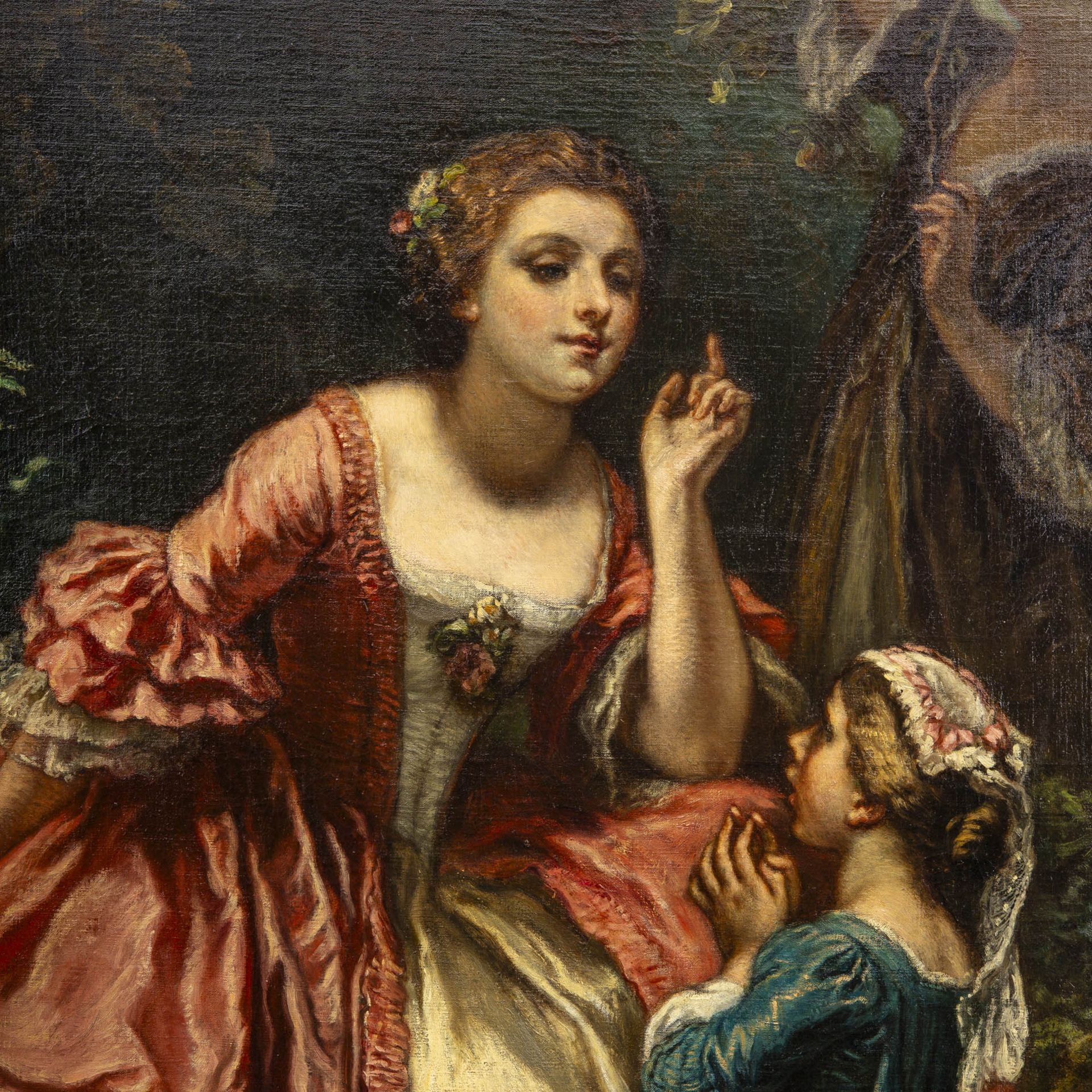 Camille Joseph Etienne Roqueplan (1802 Mallemort - 1855 Paris), Galante Szenerie unter dem Orangenba - Image 6 of 14