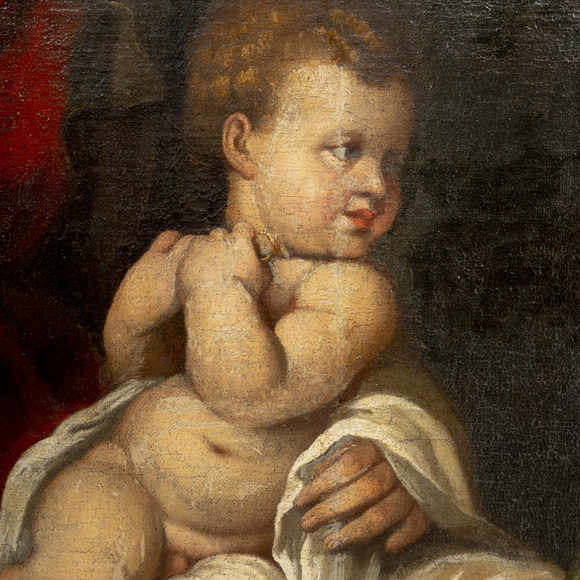 Altmeisterliches Gemälde Jesuskind mit Eltern und Königin - Image 12 of 12