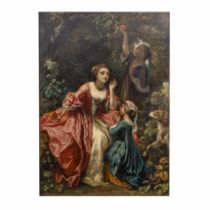 Camille Joseph Etienne Roqueplan (1802 Mallemort - 1855 Paris), Galante Szenerie unter dem Orangenba